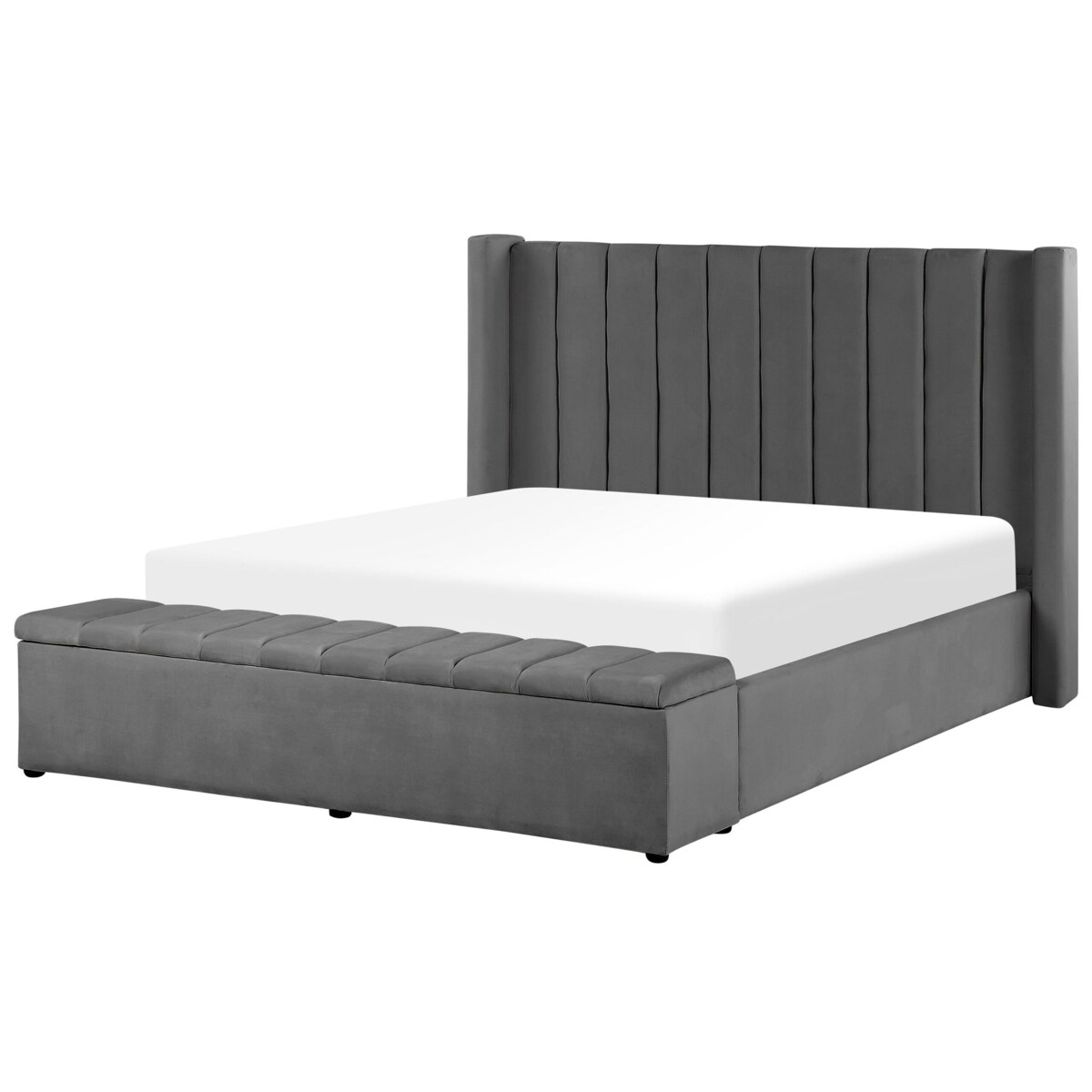Łóżko welurowe z ławką 180 x 200 cm szare NOYERS
