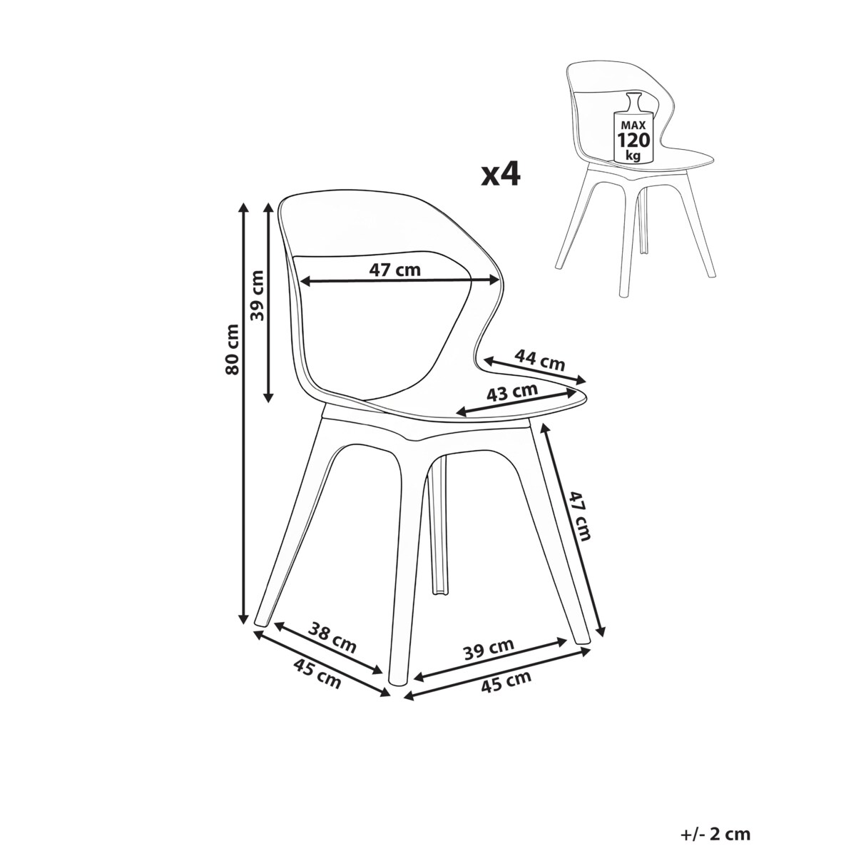 Zestaw 4 krzeseł ogrodowych LACHANIA Czarny