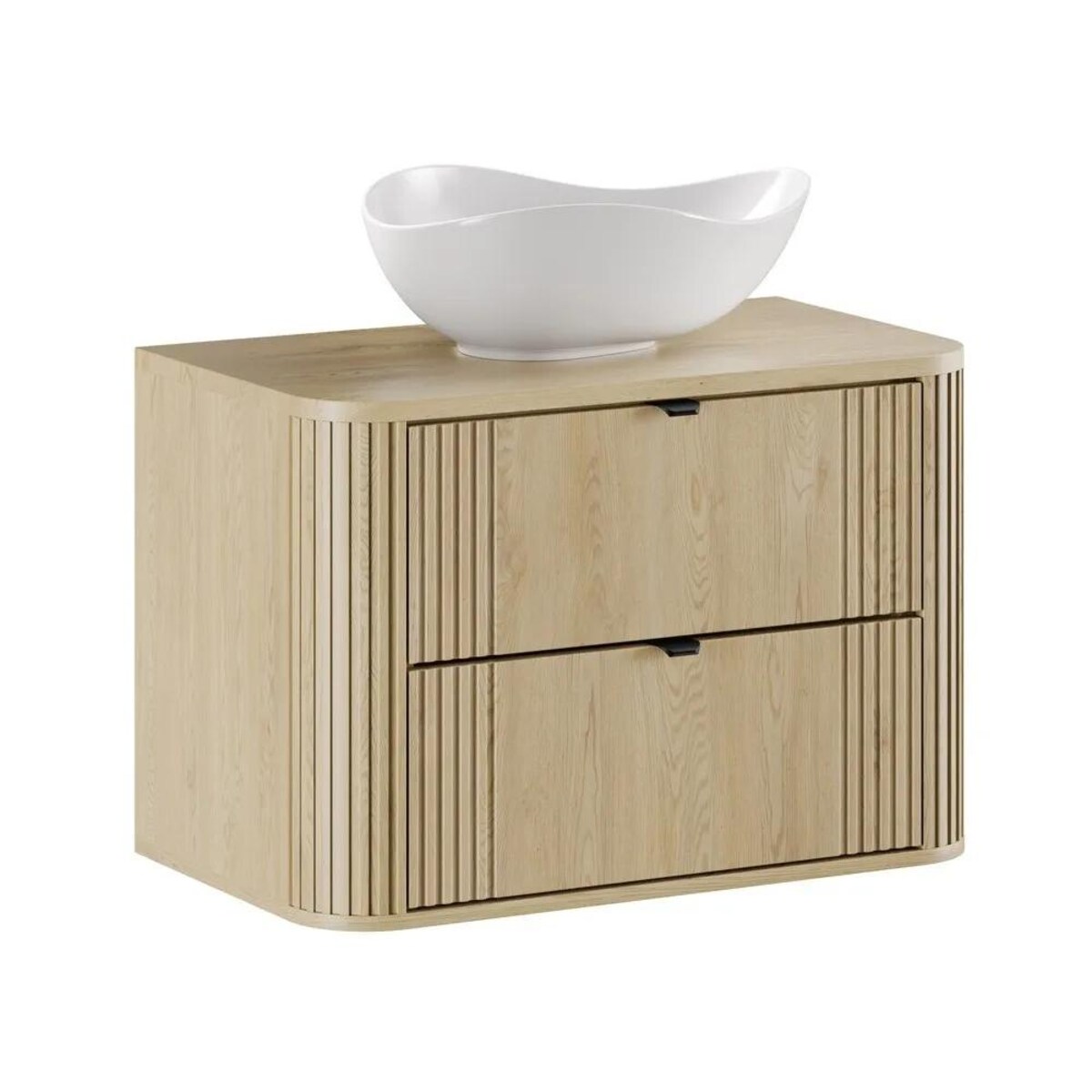 Szafka pod umywalkę OVALIA CREMONA 2S 80cm dąb cremona z umywalką nablatową CLOUD