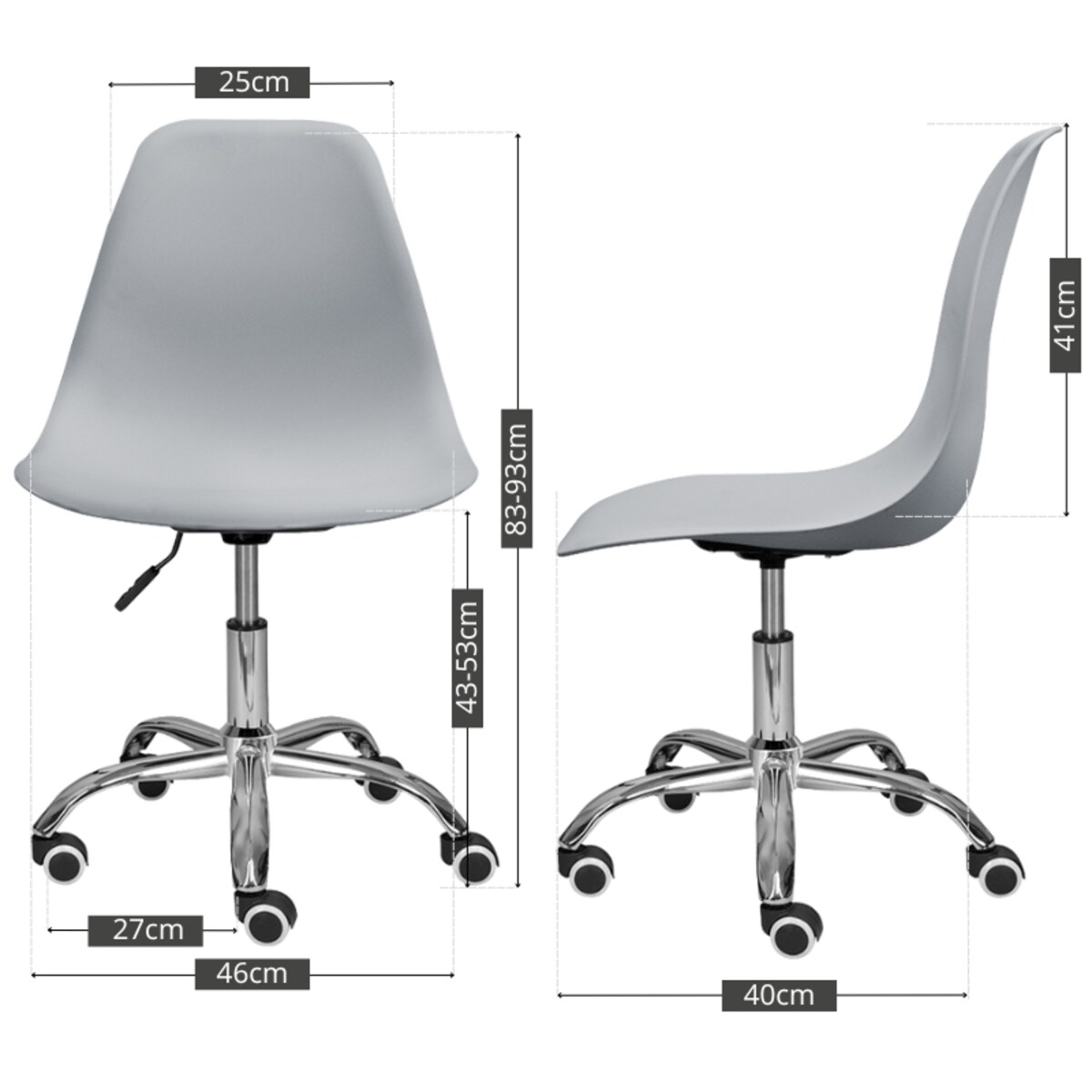Fotel krzesło biurowe obrotowe do biurka gabinetu plastikowe szare