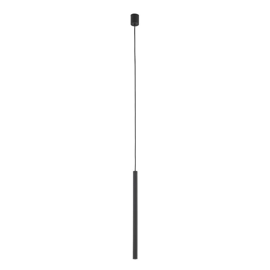 Lampa Wisząca Tk Lighting Ferro Czarna Ryflowana Metalowa Tuba Sopel Rurka 50Cm 1Xg9