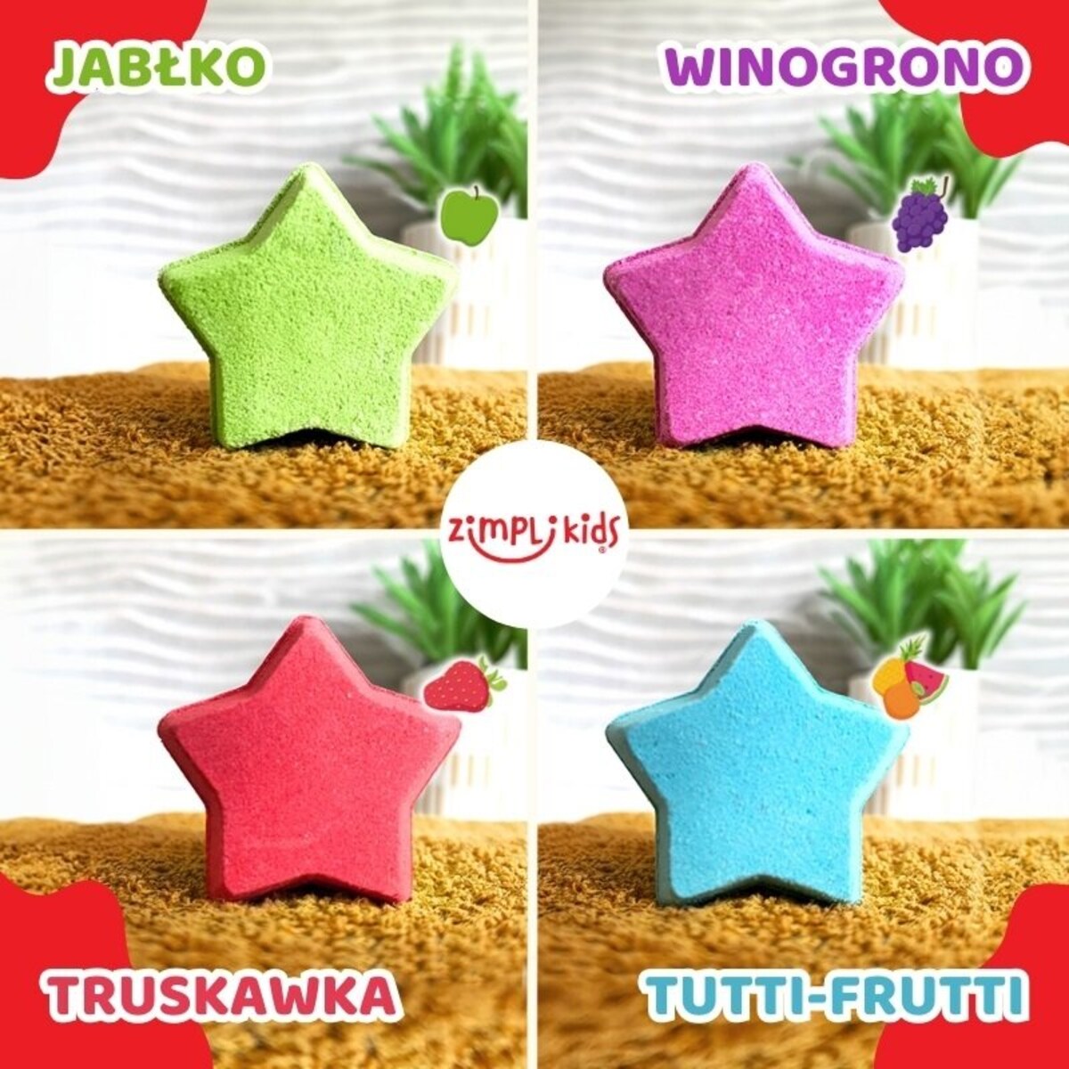 Musujące gwiazdki do zabawy zmieniające kolor wody Baff Bombz 4 szt. 3+ Zimpli Kids