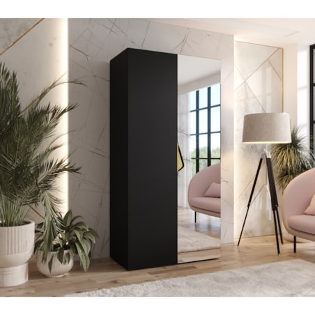 Szafa uchylna z lustrem Sandi 2 100 wys 202 cm Czarny + u Złoty