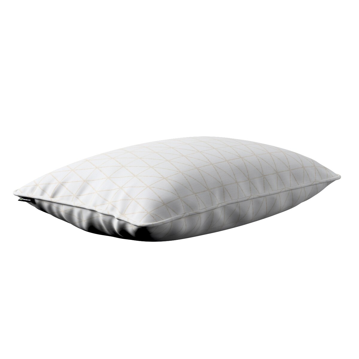 Poszewka Gabi na poduszkę prostokątna 60x40 beżowe trójkąty na kremowo-białym tle