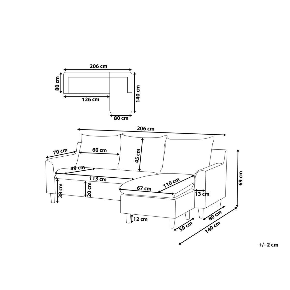 Narożnik ELVENES Lazurowy Welur