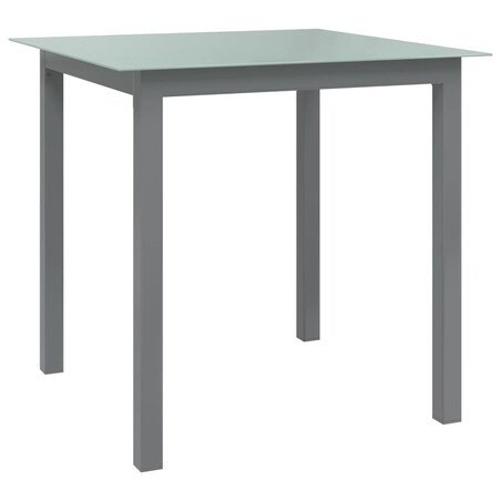 vidaXL Stół ogrodowy, jasnoszary, 80x80x74 cm, aluminium i szkło
