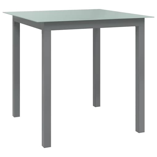 vidaXL Stół ogrodowy, jasnoszary, 80x80x74 cm, aluminium i szkło