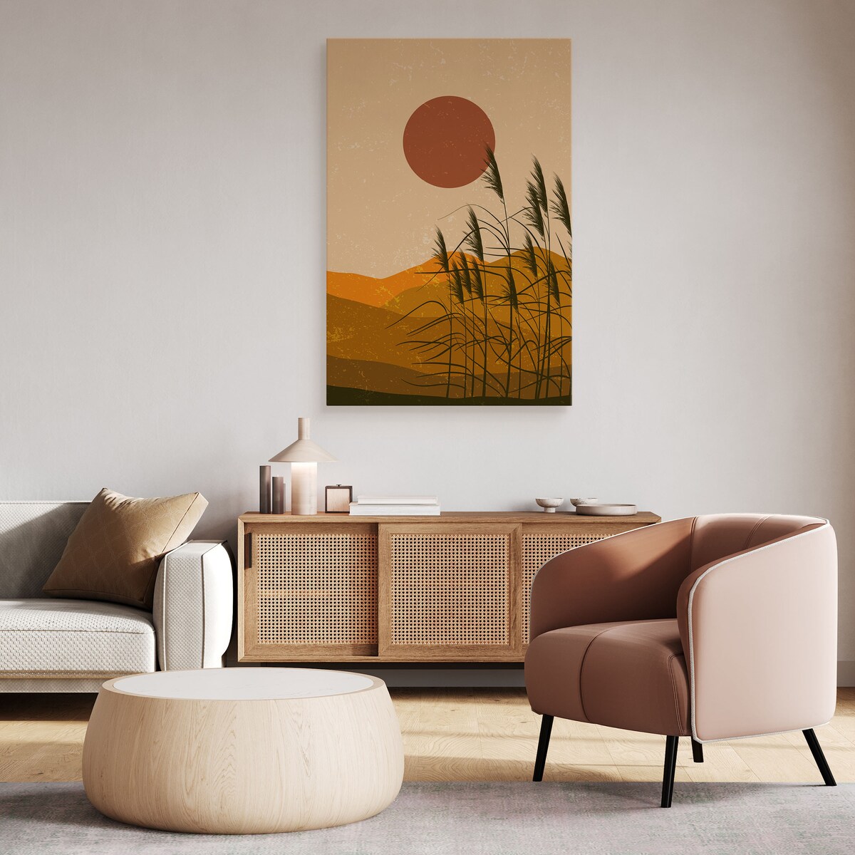 OBRAZ DO SYPIALNI TRZCINY ZACHÓD SŁOŃCA MARTWA NATURA STYL BOHO 30x40cm