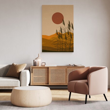 OBRAZ DO SYPIALNI TRZCINY ZACHÓD SŁOŃCA MARTWA NATURA STYL BOHO 30x40cm