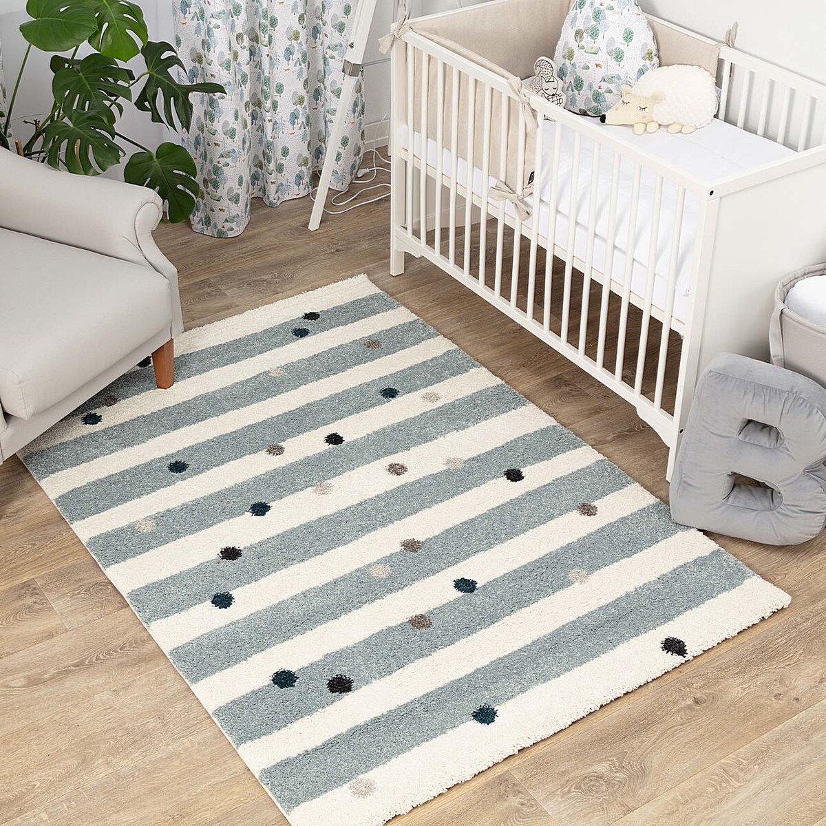 Dywan Stripes and Dots blue 120x170cm, 120x170x1cm