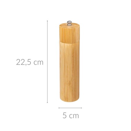 Młynek do pieprzu ręczny, z drewna bambusowego, Ø 5 cm