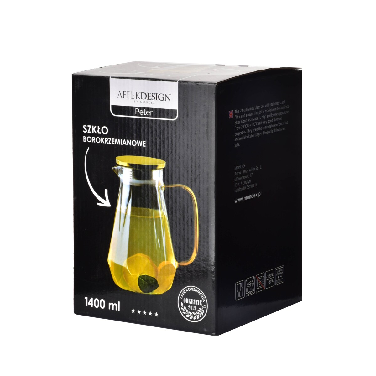 PETER Dzbanek szklany 1,4L 8x16xh20cm