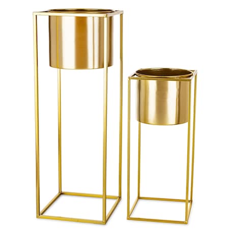 Kwietnik z osłonką 2 szt. 69xØ24 cm i 49xØ20,5 cm REED złoty