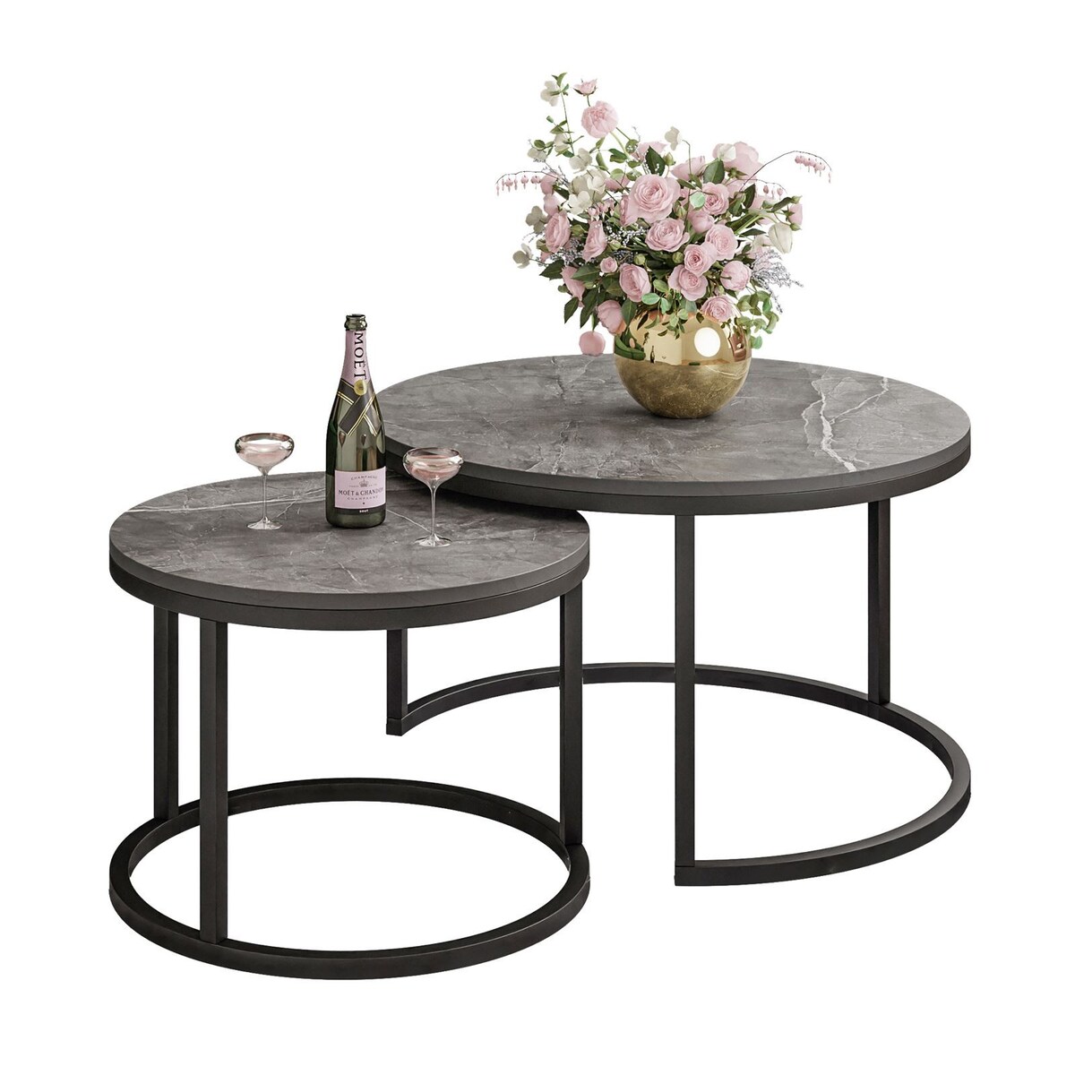 Stolik kawowy CORRIE 2w1 czarny ciemny beton