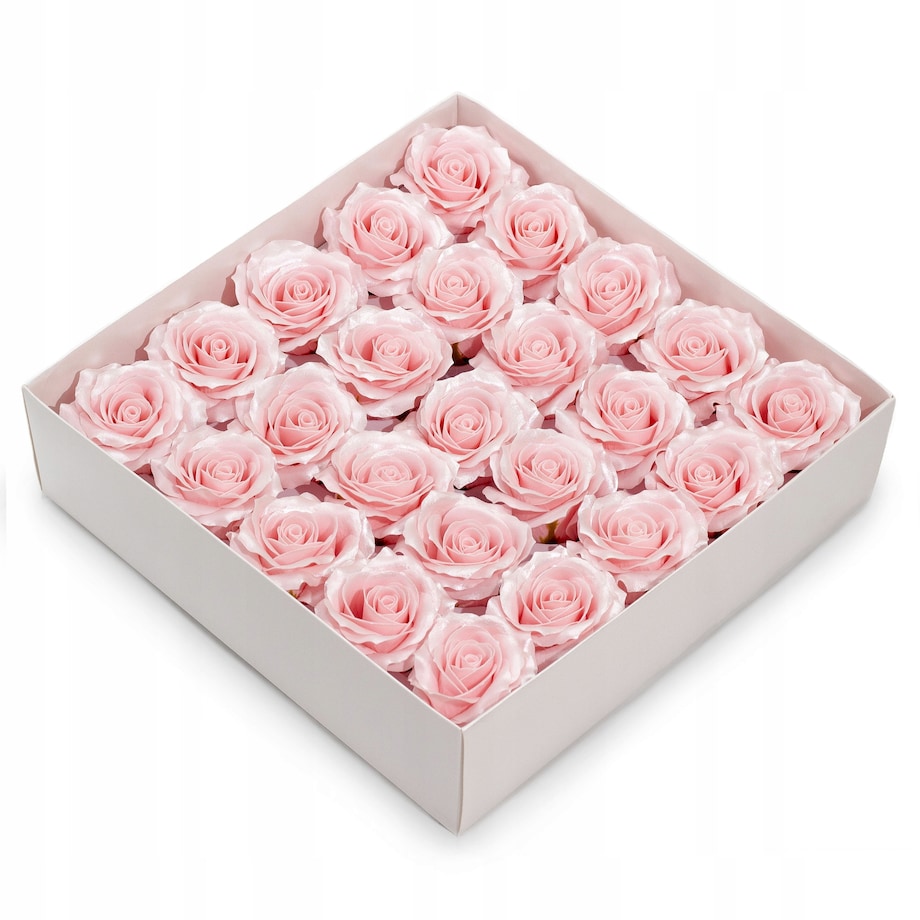 RÓŻA różowa 5 warstwowa Z błyszczącymi płatkami KWIATY MYDLANE 3szt na box