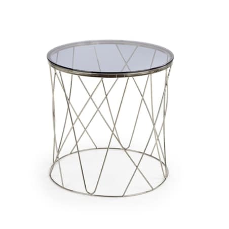 STOLIK KAWOWY Borda 55/55 cm SZKLANY BLAT srebrna podstawa