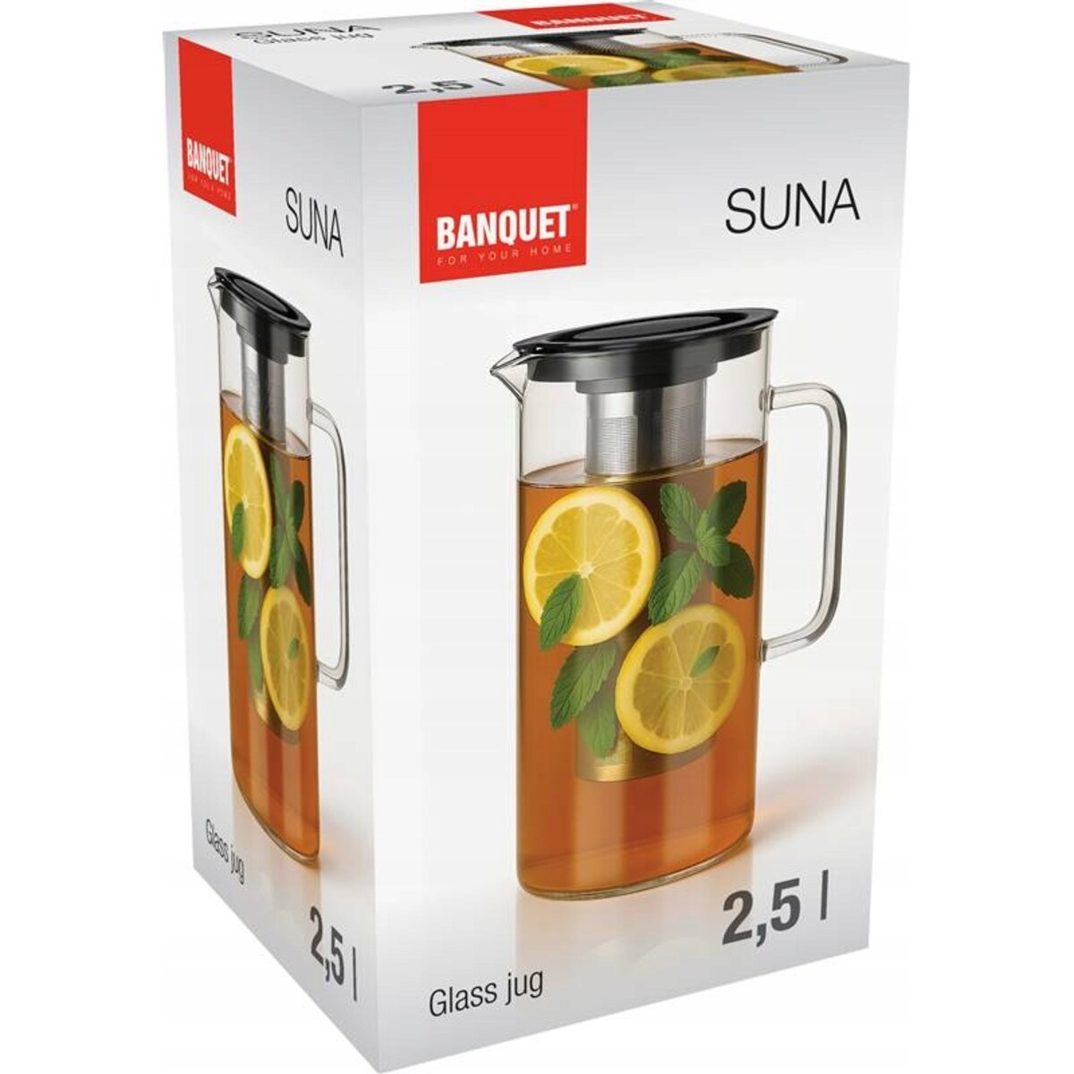 DZBANEK SZKLANY Z ZAPARZACZEM 2,5 L banquet sitko na herbatę zioła napoje