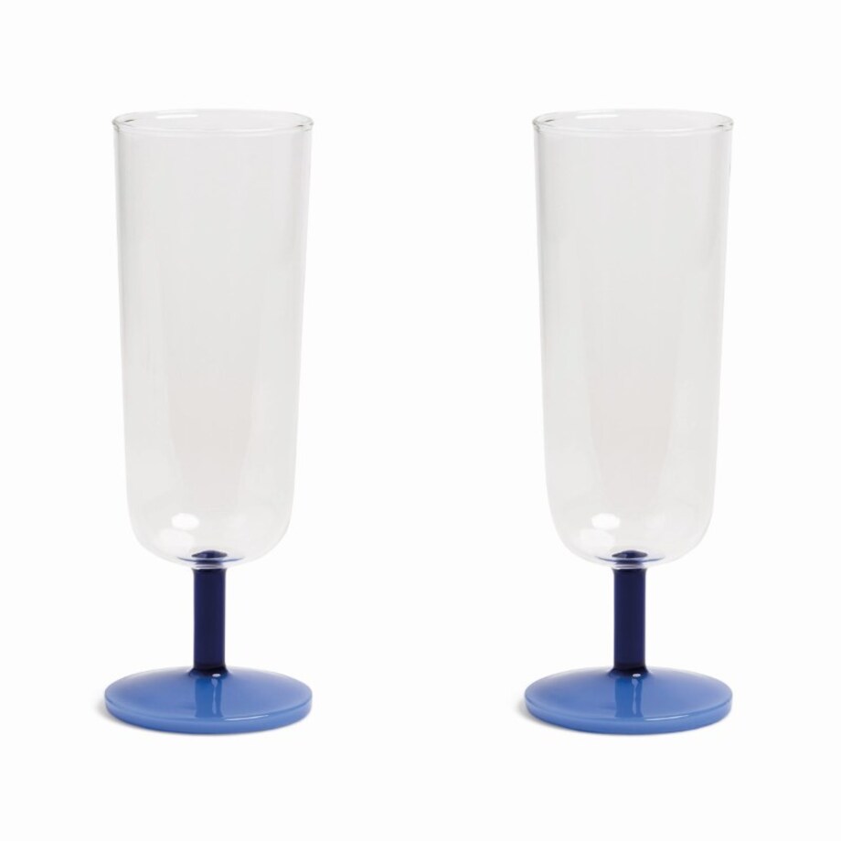&k Amsterdam - Zestaw kieliszków do szampana Flute Mingle 2szt., blue