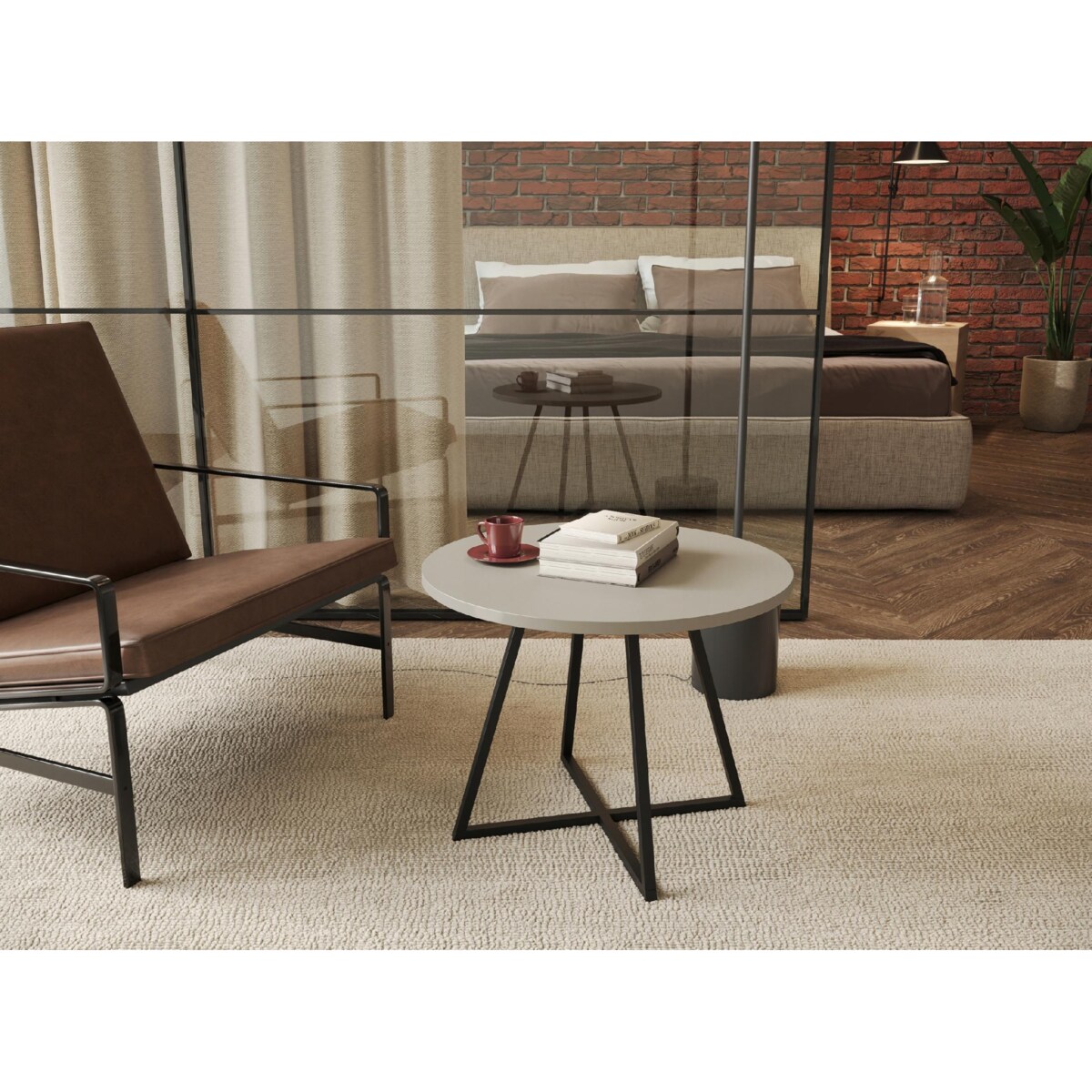 Stolik Kawowy KASZMIR Okrągły JAPANDI BOHO do Salonu Pokoju VERSO 50cm