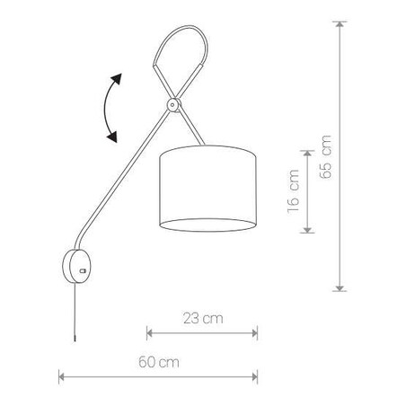 Kinkiet LAMPA ścienna VIPER 6513 Nowodvorski regulowana OPRAWA abażurowa KINKIET na wysięgniku czarny złoty