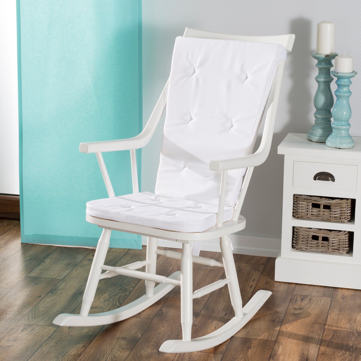 Fotel bujany Henry white, 54 x 44 x 114 cm