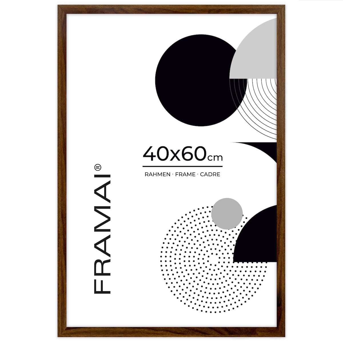 Ramka na zdjęcia 40x60 cm brązowa rama MDF z plexi do powieszenia pion poziom klasyczna prostokątna ramka FRAMAI