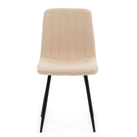 Krzesło tapicerowane do salonu jadalni GELA ciemnobeżowy boucle
