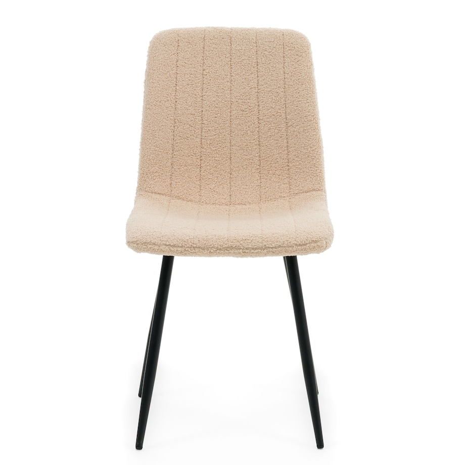 Krzesło tapicerowane do salonu jadalni GELA ciemnobeżowy boucle