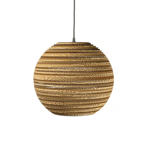 Okrągła ekologiczna lampa wisząca z tektury - SFERA 35