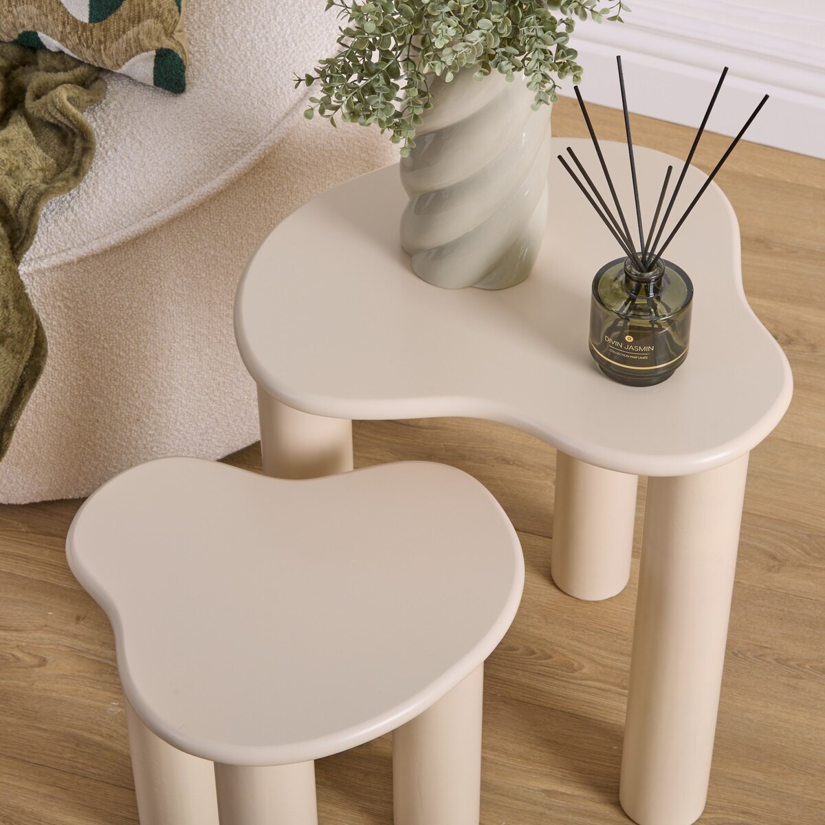 Stolik kawowy 2 szt. 50,5x45x45 cm i 40,5x35x35 cm EBIRE beżowe
