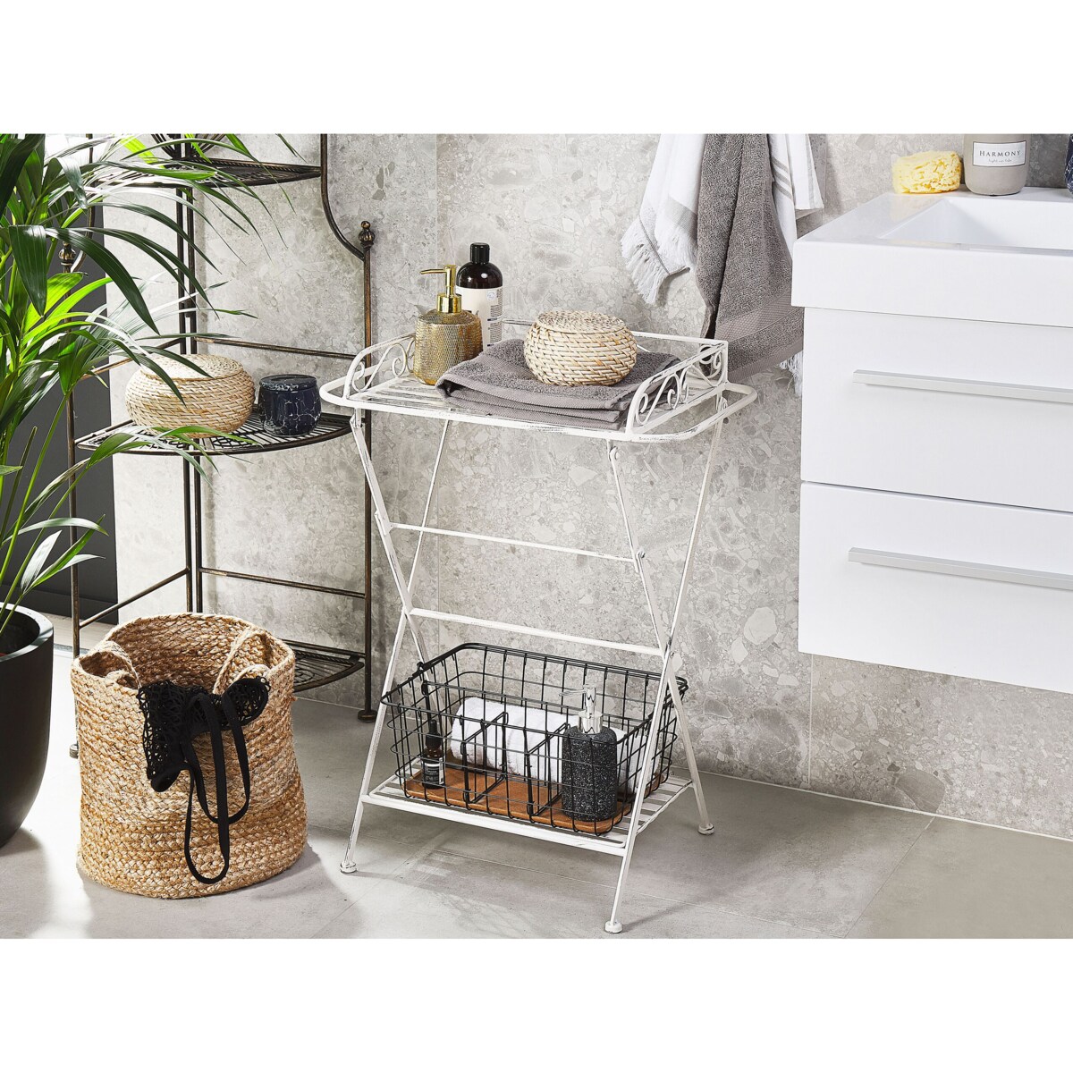 Stolik pomocniczy metalowy biały ANCUD