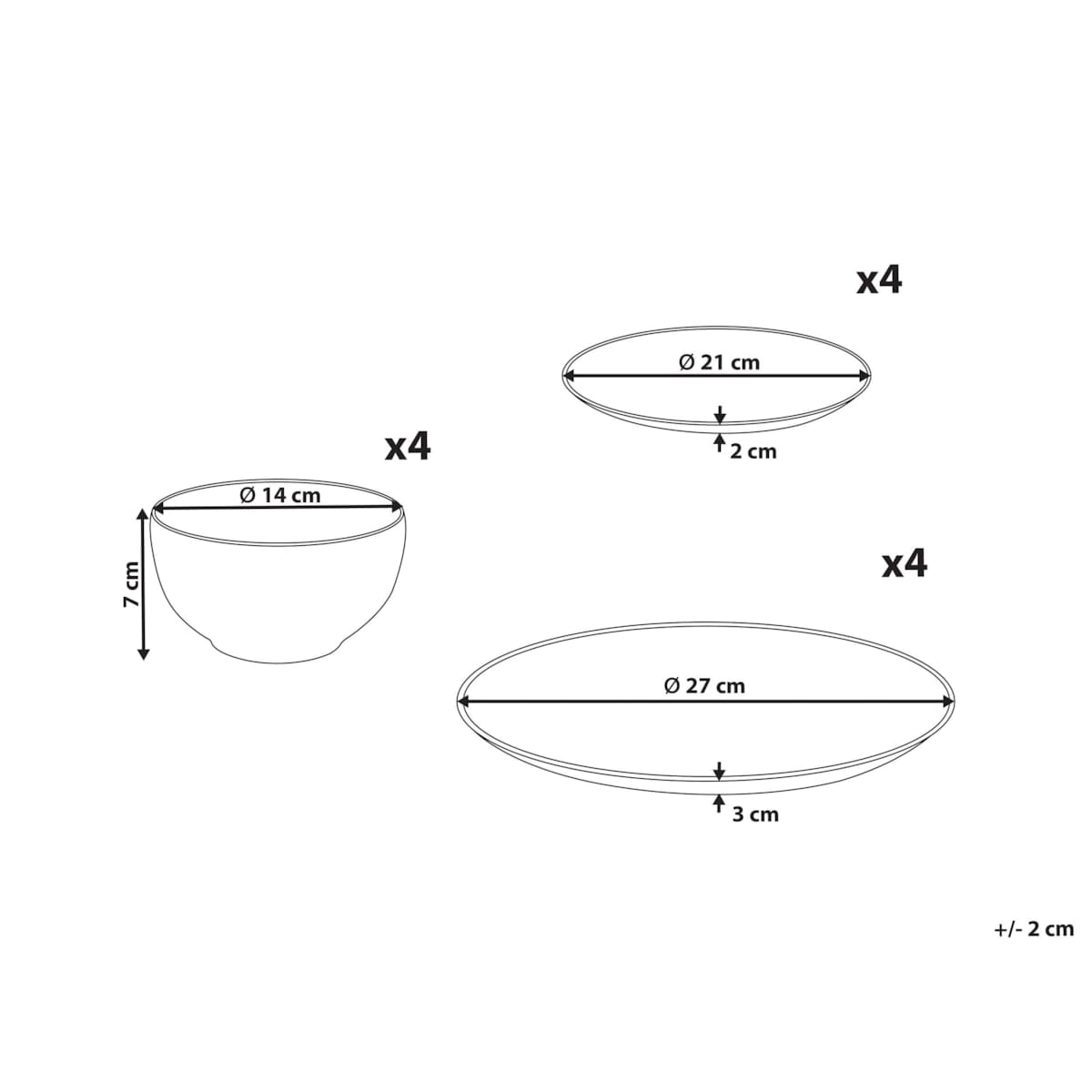 Zastawa stołowa 12-częściowa CHILI Porcelana Biały