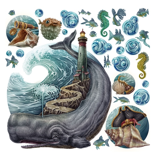 Zestaw naklejek na ścianę, Rysunkowe zwierzęta, 130cm