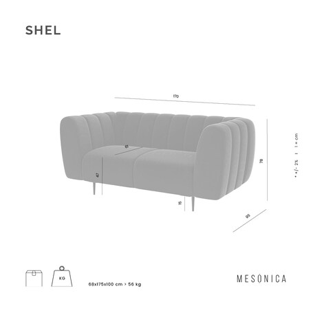 Shel Sofa 2-osobowa - ciemnoszara