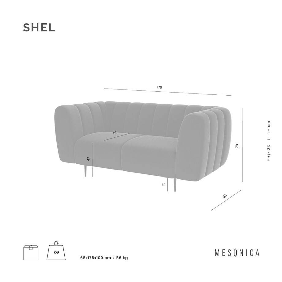 Shel Sofa 2-osobowa - ciemnoszara