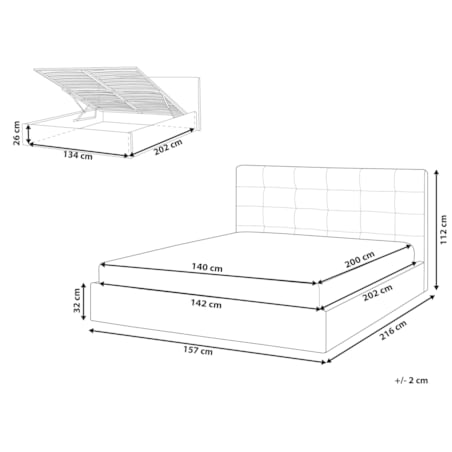 Łóżko z pojemnikiem welurowe 140 x 200 cm szare LORIENT