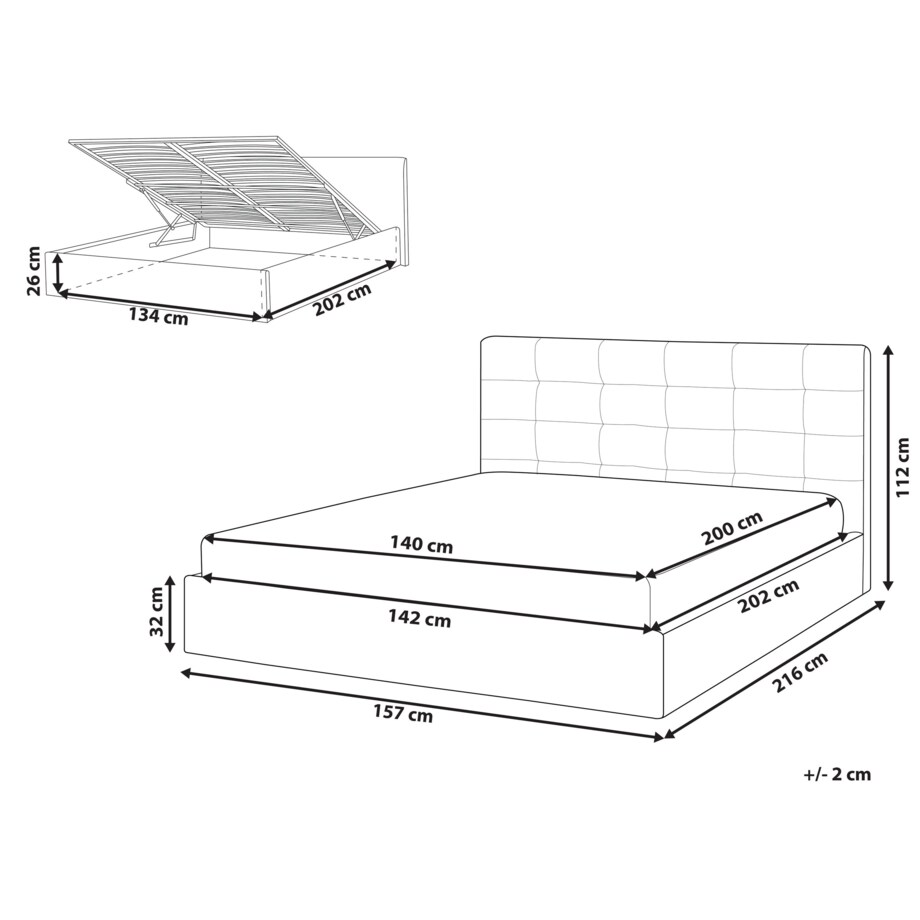 Łóżko z pojemnikiem welurowe 140 x 200 cm szare LORIENT