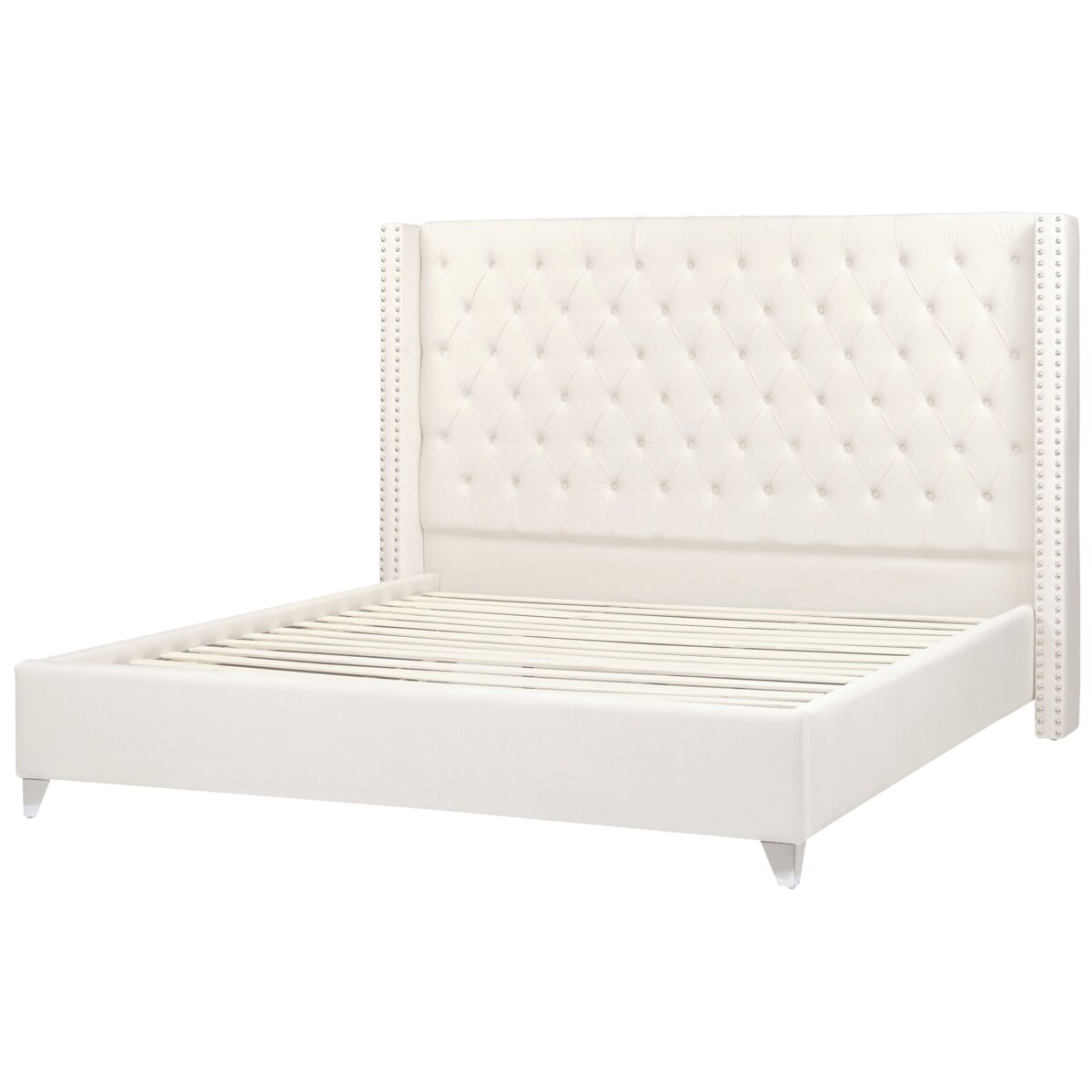 Łóżko welurowe 180 x 200 cm złamana biel LUBBON