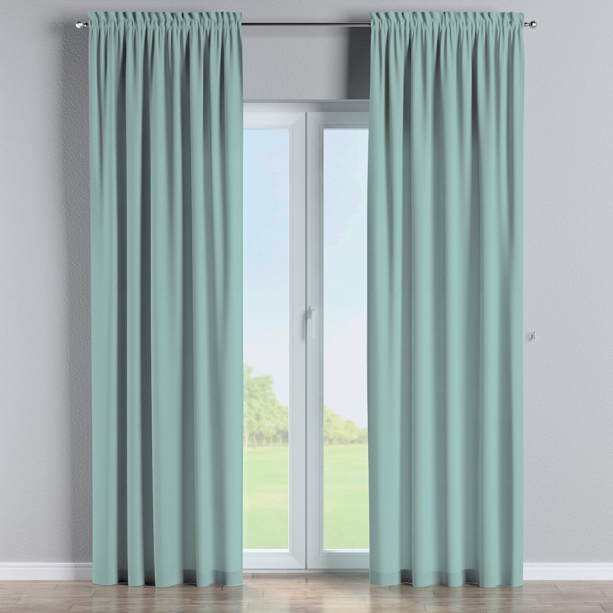 Zasłona na kanale z grzywką 1 szt. 130x260 jasny turkus