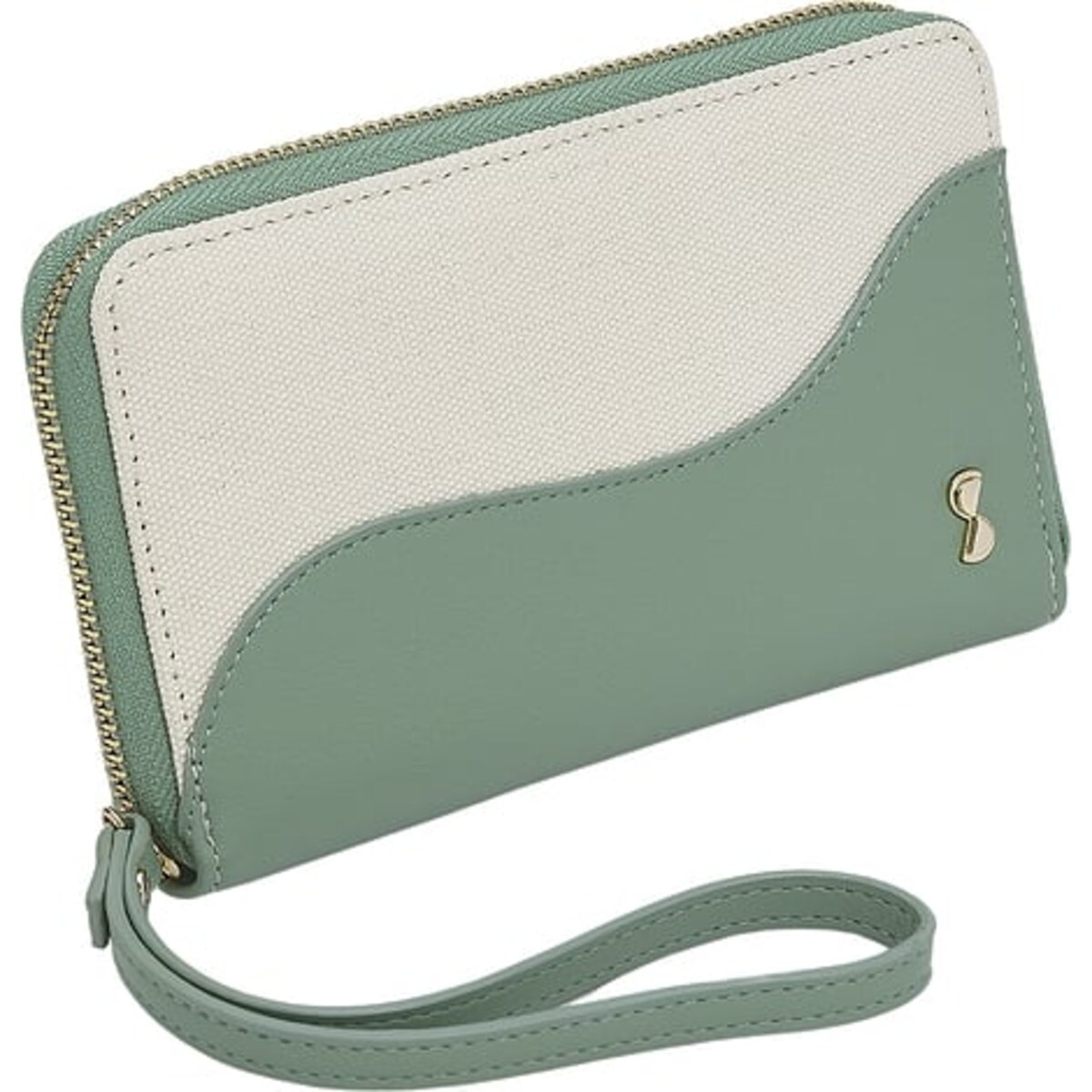 Portfel damski Stackers Wave kremowo-brzoskwiniowy z etui na karty i lusterkiem