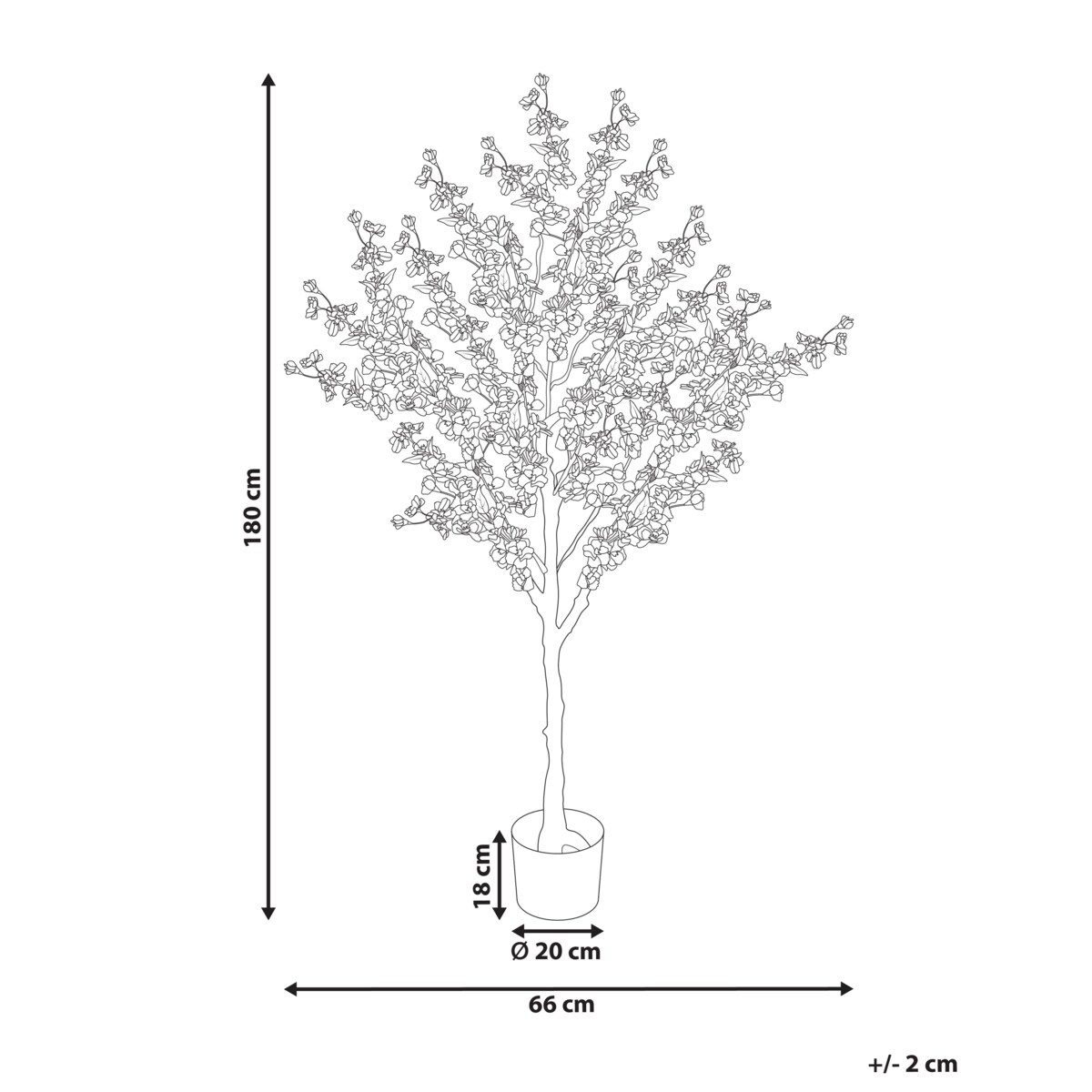 Sztuczna roślina CHERRY TREE 180 cm Różowy