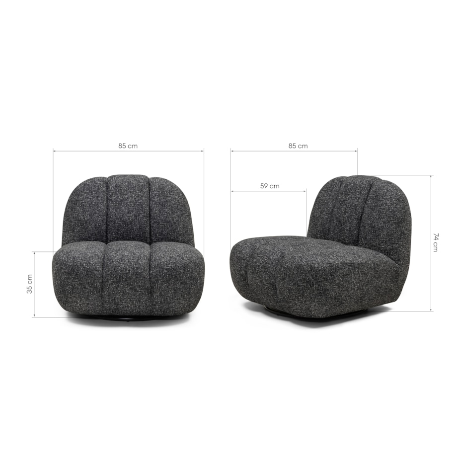 Fotel obrotowy ciemnoszary melanż bouclé Bulk