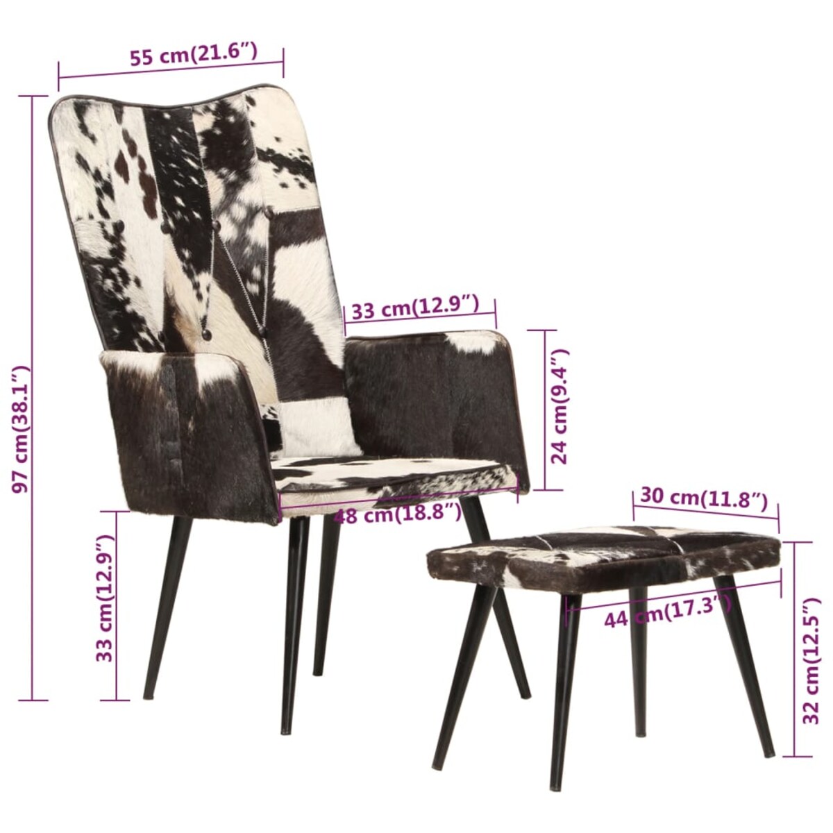 vidaXL Fotel z podnóżkiem, czarny, obity prawdziwą skórą