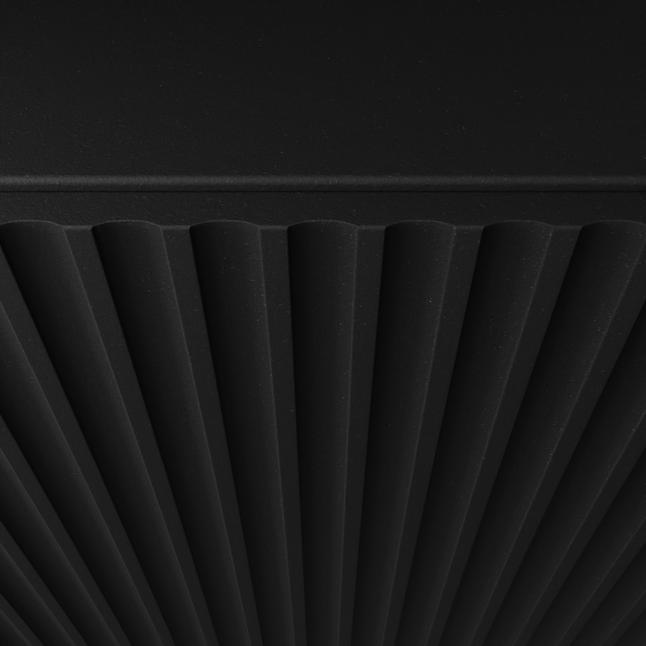 Stojąca szafka RTV NOELI pod telewizor, z ryflowanym frontem - czarna