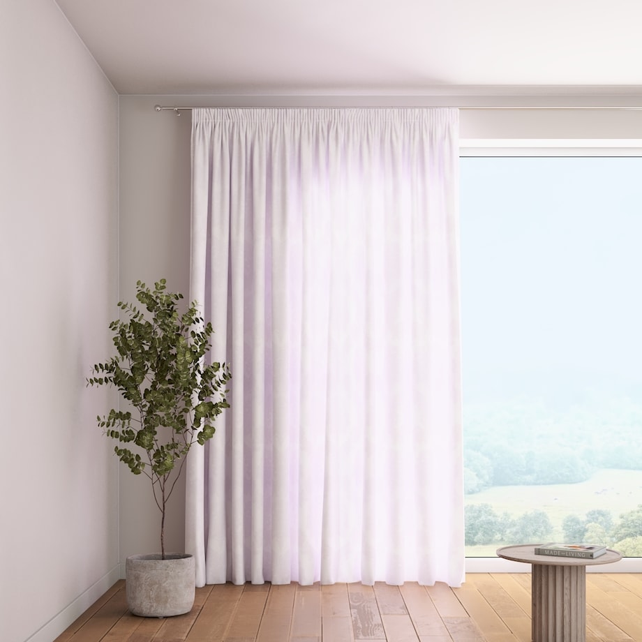 Zasłona na taśmie marszczącej 1 szt. 130x260 liście akantu na białym tle