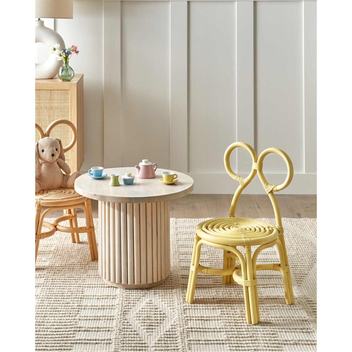 Krzesło rattanowe dla dzieci żółte MIRTIA