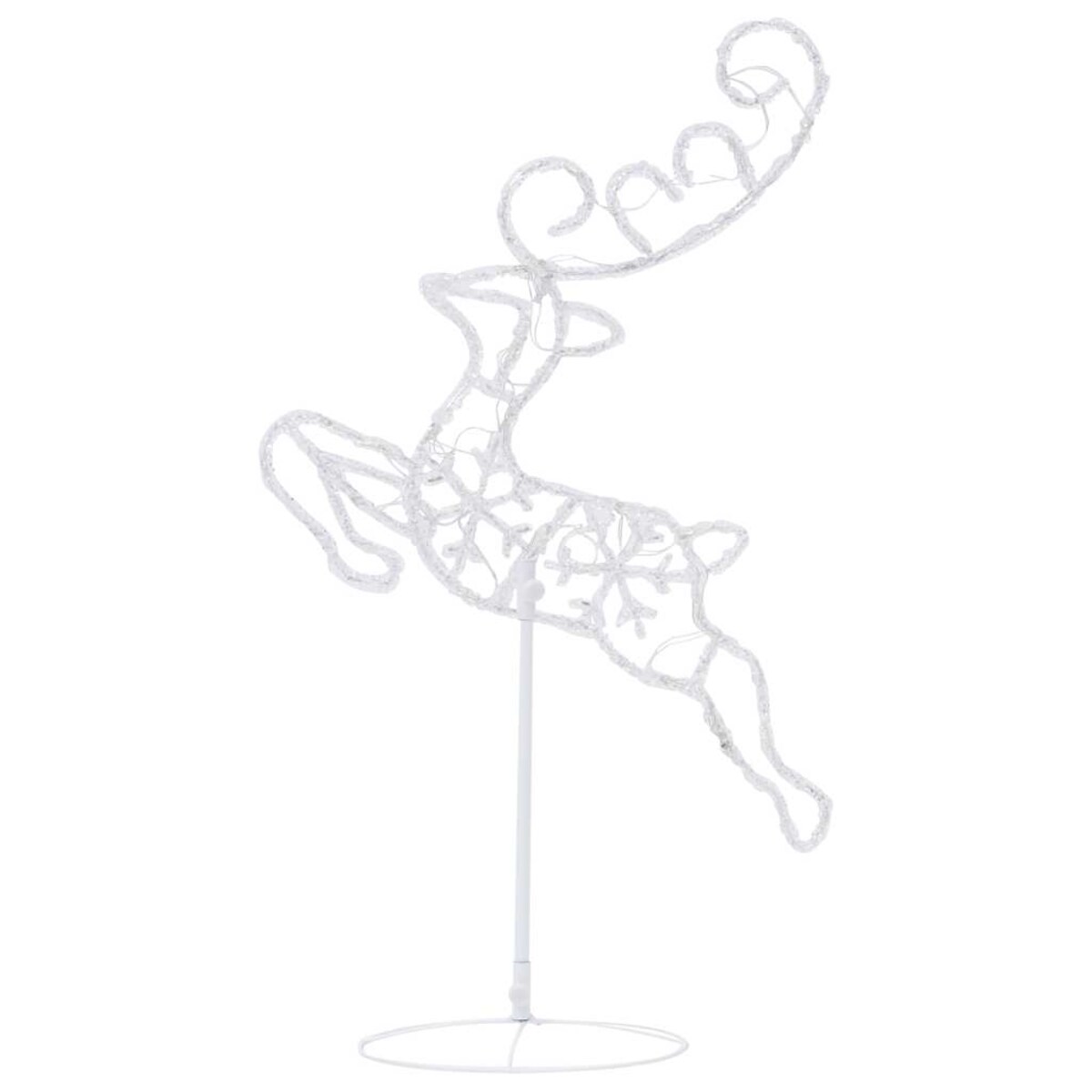 vidaXL Świąteczne renifery z saniami, akryl, 260x21x87 cm, ciepła biel