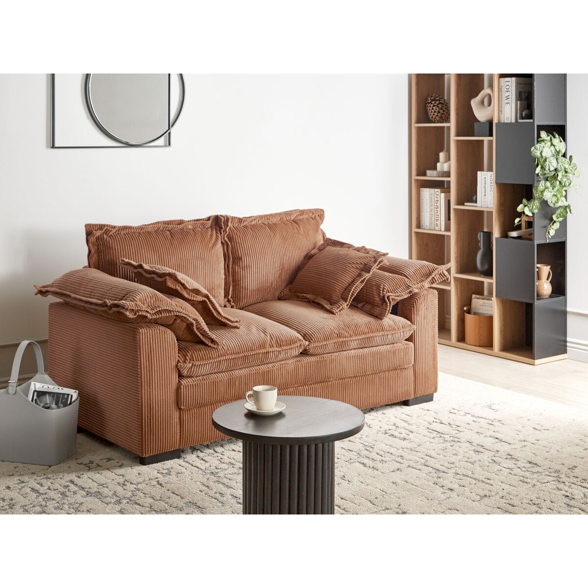 Sofa 2-osobowa sztruksowa brązowa TIRRO