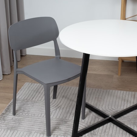 Krzesło plastikowe do salonu ogrodu nowoczesne szare oparcie