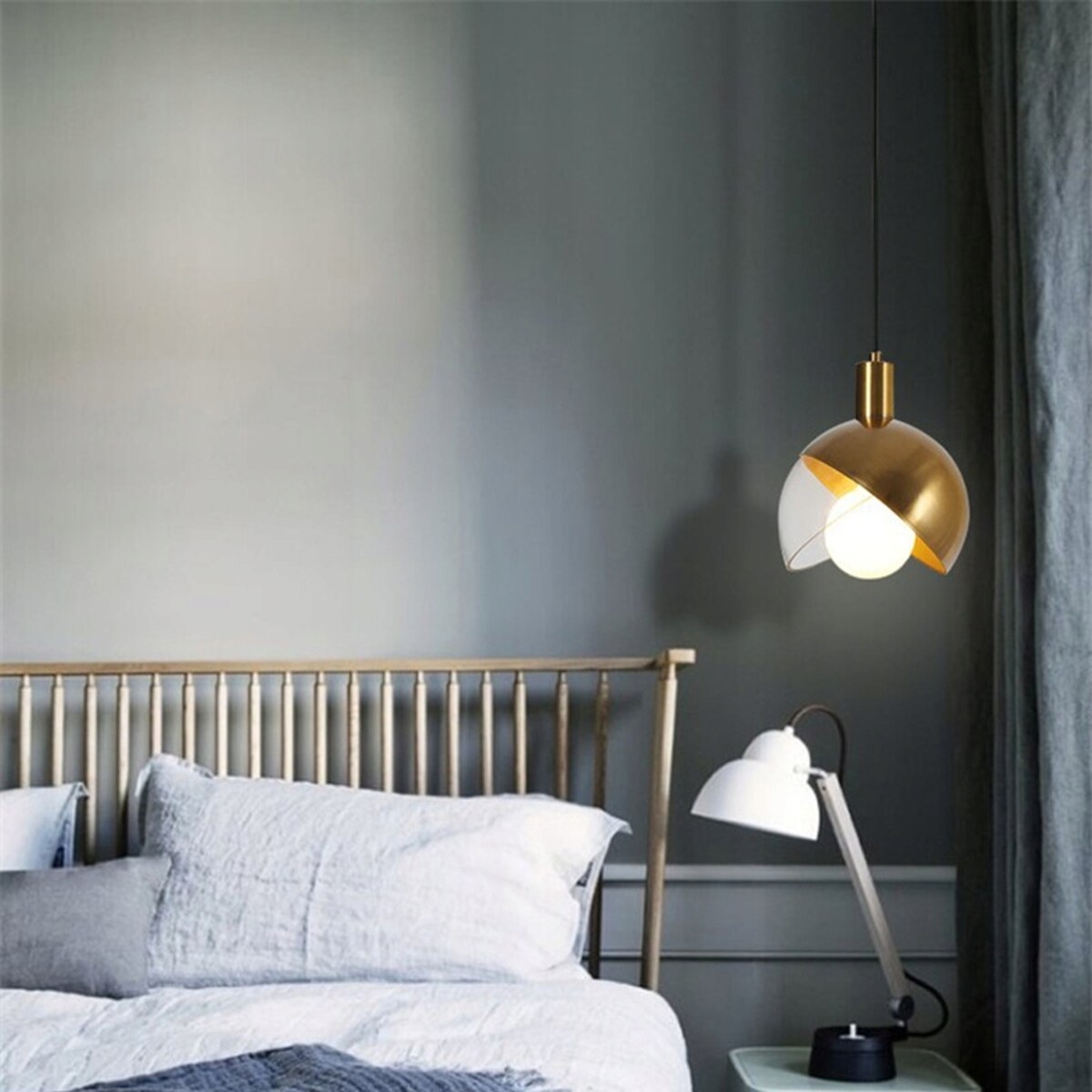 Lampa Sufitowa Wisząca Szklana Metalowa Złota Gold